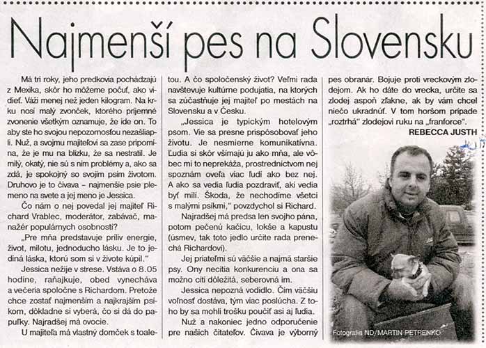Nový deň 19. December 2003: Najmenší pes na Slovensku